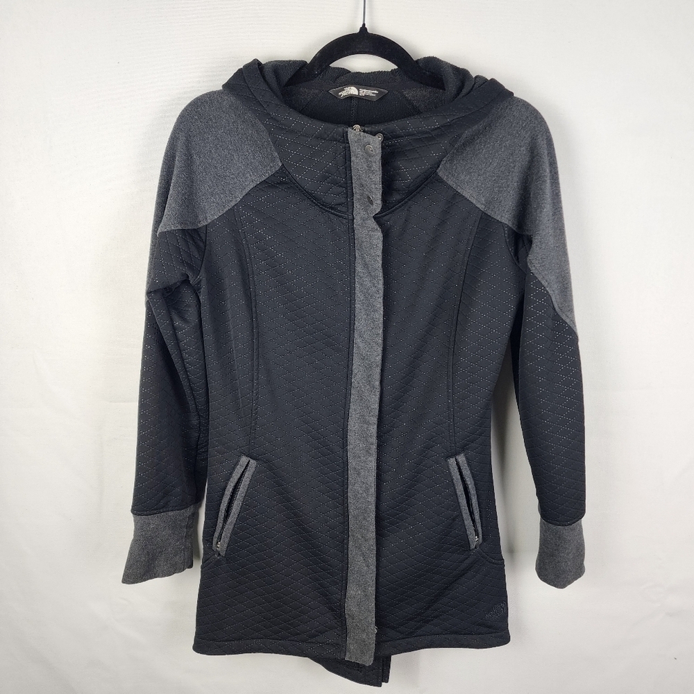 THE NORTH FACE ReCOVER‎ UP Fleece Hooded Jacket Coat Black Gray Small Gorpcore